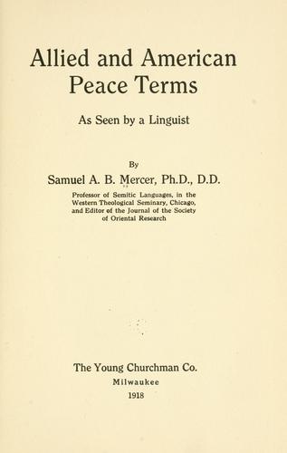 Allied and American peace terms as seen by a linguist