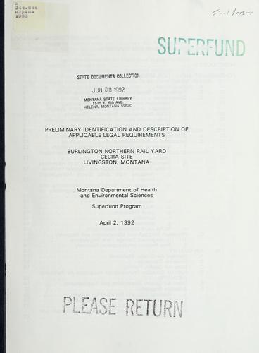 Preliminary identification and description of applicable legal requirements