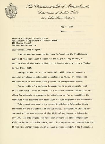 Preliminary relocation survey: Roxbury district of the city of Boston.