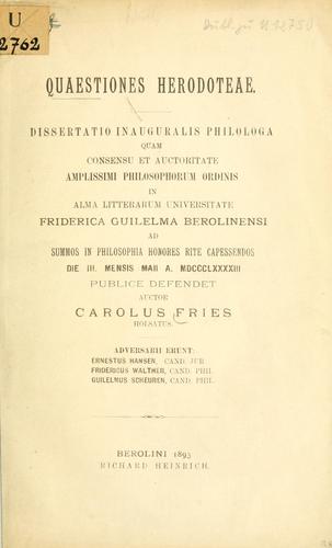 Quaestiones Herodoteae.