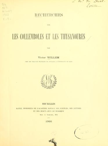 Recherches sur les collemboles et les thysanoures