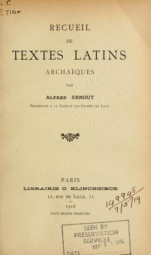 Recueil de textes latins archaïques