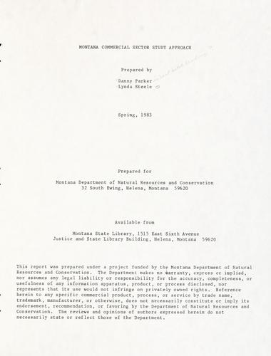 Montana commercial sector study approach