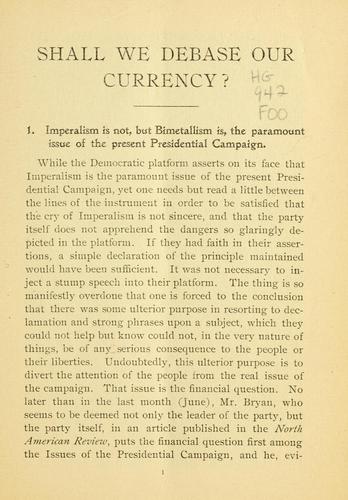 Shall we debase our currency?