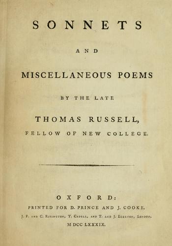 Sonnets and miscellaneous poems
