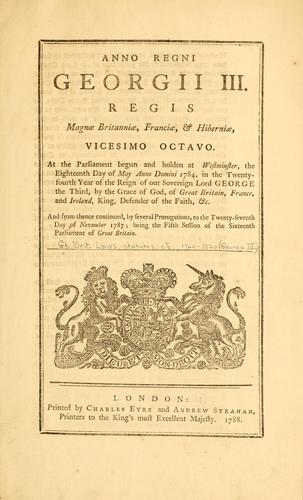 Anno regni Georgii III. regis Magnæ Britanniæ, Franciæ, & Hiberniæ, vicesimo octavo.