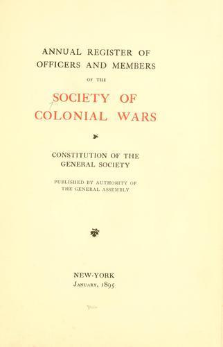 Annual register of officers and members of the Society of colonial wars