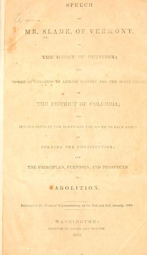 Speech of Mr. Slade, of Vermont, on the right of petition