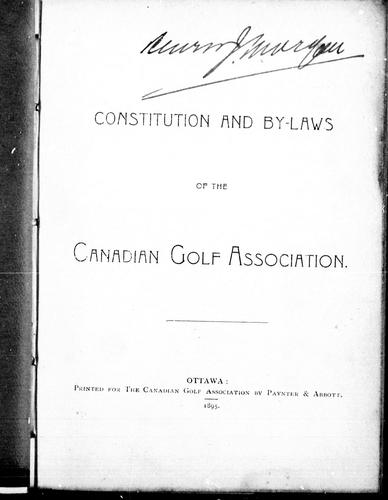 Constitution and by-laws of the Canadian Golf Association