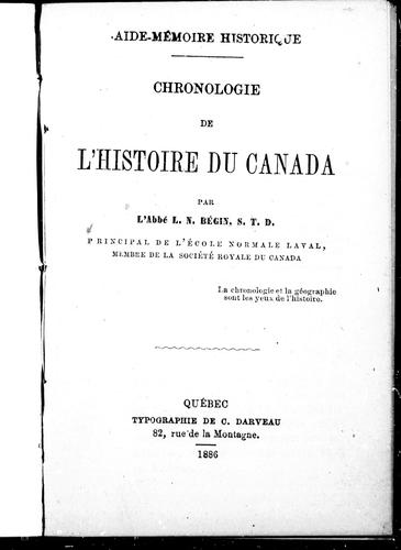 Chronologie de l'histoire du Canada