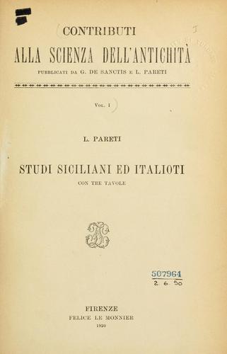 Studi siciliani ed italioti, con tre tavole.