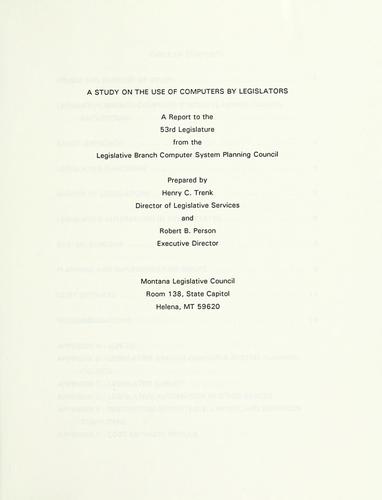 A study on the use of computers by legislators