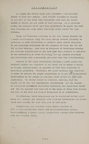 A study of East zone radio and TV habits.