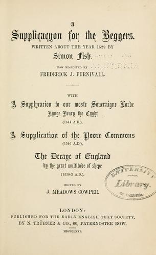 A supplicacyon for the beggers.