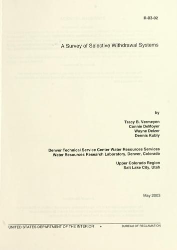 A survey of selective withdrawal systems.