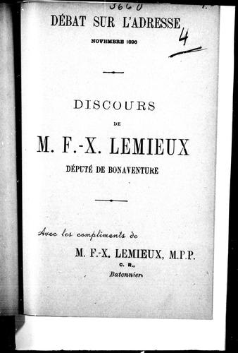 Débat sur l'adresse, novembre 1896