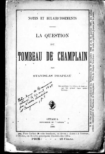 La Question du tombeau de Champlain