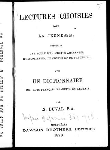 Lectures choisies pour la jeunesse