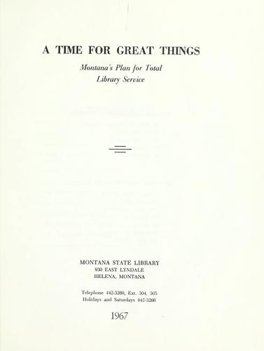 A Time for great things