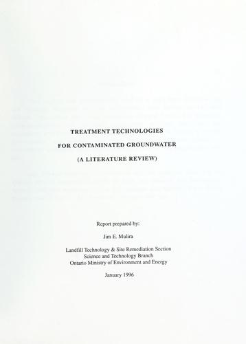 Treatment technologies for contaminated groundwater (a literature review)