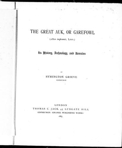 The great auk, or garefowl (alca impennis, Linn.)