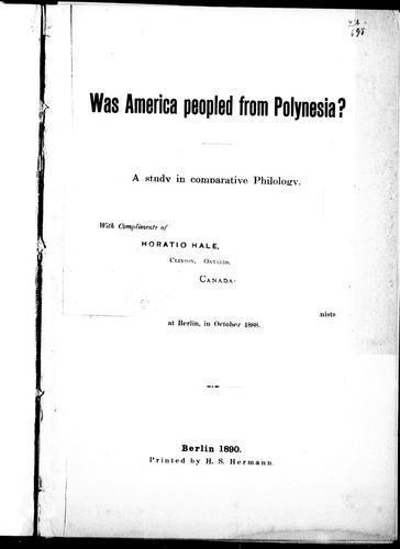 Was America peopled from Polynesia?
