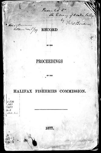 Record of the proceedings of the Halifax Fisheries Commission