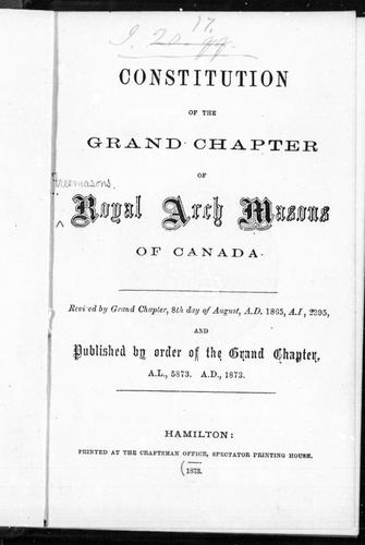 Constitution of the Grand Chapter of Royal Arch Masons of Canada