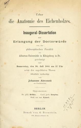 Ueber die Anatomie des Eichenholzes.