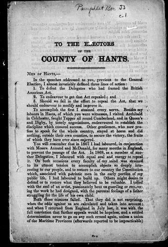 To the electors of the county of Hants