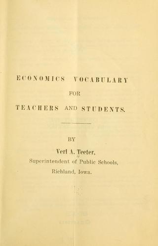 Economics vocabulary for teachers and students.