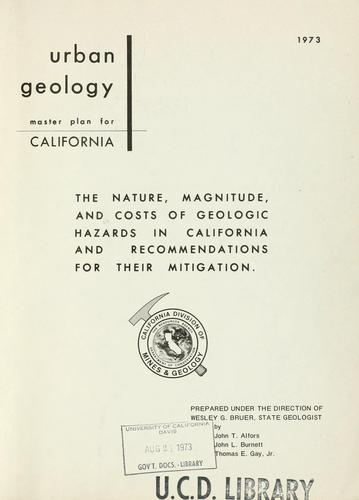 Urban geology, master plan for California