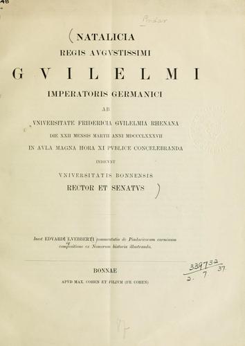 Commentatio de Pindaricorum carminum compositione ex Nomorum historia illustranda.