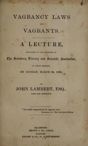 Vagrancy laws and vagrants