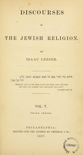 Discourses on the Jewish religion.