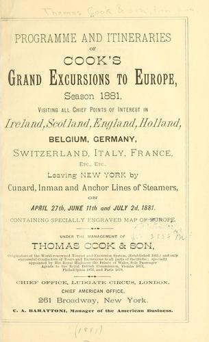 Programme and itineraries of Cook's grand excursions to Europe, season 1881
