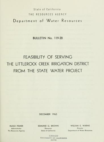 Feasibility of serving the Littlerock Creek Irrigation District from the State Water Project.