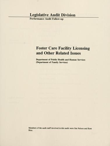 Foster care facility licensing and other related issues, Department of Public Health and Human Services (Department of Family Services)