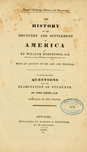 The history of the discovery and settlement of America