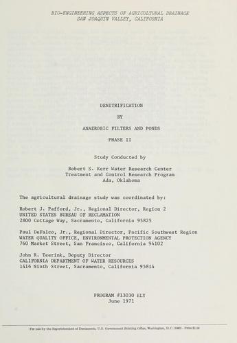 Denitrification by anaerobic filters and ponds, phase II