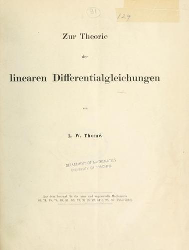 Zur Theorie der linearen Differentialgelichungen.