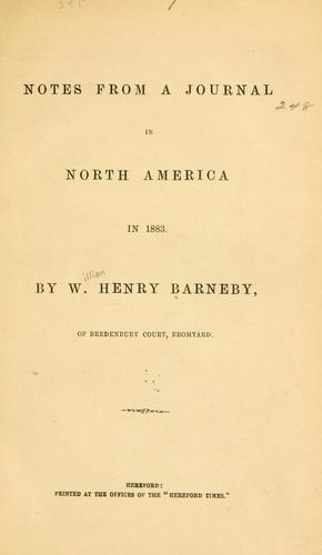 Notes from a journal in North America in 1883.