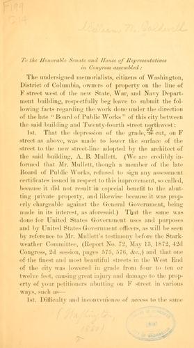 To the honorable Senate and House of representatives in Congress assembled.