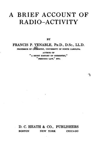 A brief account of radio-activity