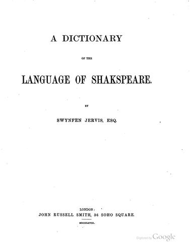 A dictionary of the language of Shakspeare