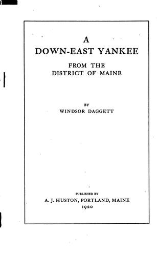 A down-east Yankee from the district of Maine