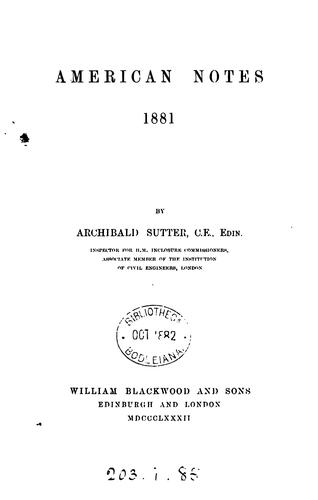 American notes, 1881