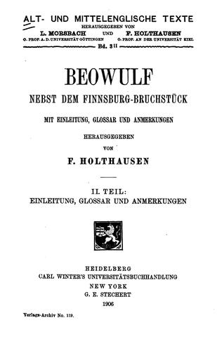 Beowulf, nebst dem Finnsburg-bruchstück