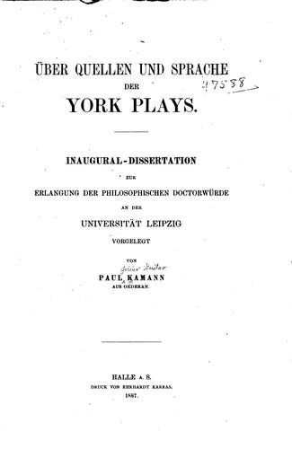Über quellen und sprache der York plays ...