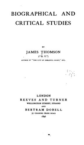 Biographical and critical studies